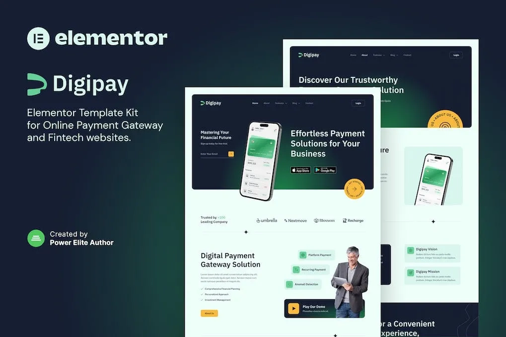 Digipay – Online Payment Gateway & Fintech Elementor Template