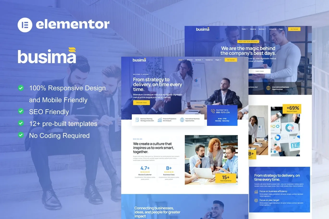 Busima – Business Consultant Elementor Template