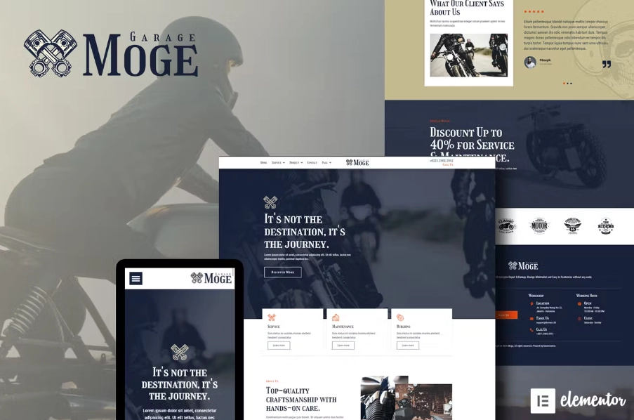 Moge – Motorcycle Repair & Service Elementor Template