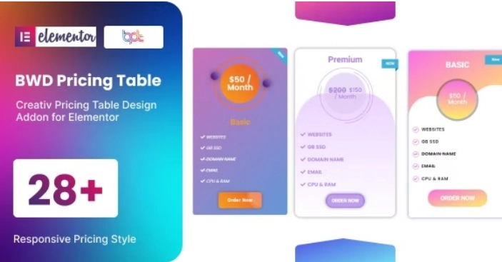 BWD Pricing Table