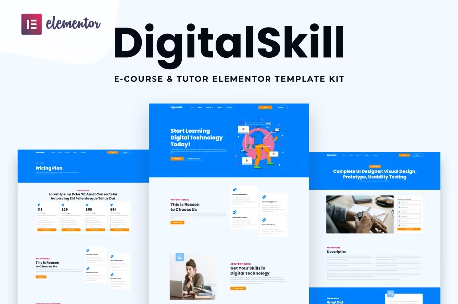DigitalSkill – E-course & Online Tutorials Elementor Pro Template