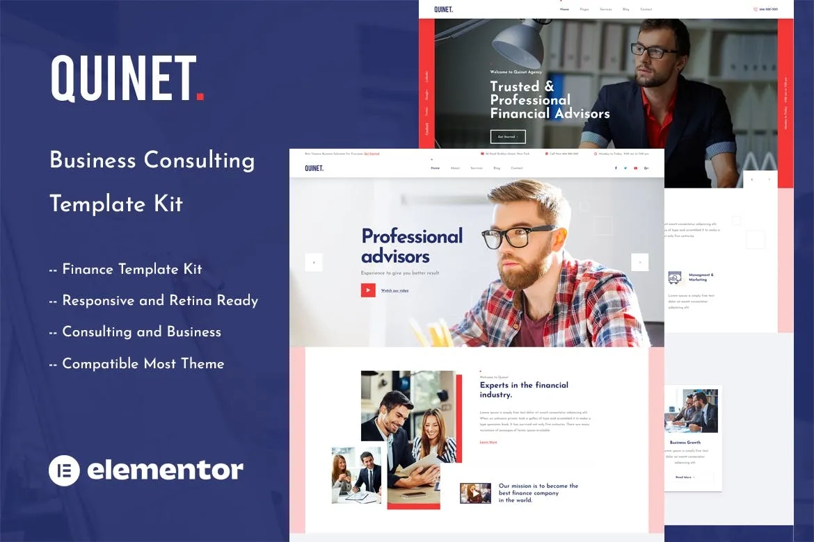 Quinet – Business Consulting Elementor Template