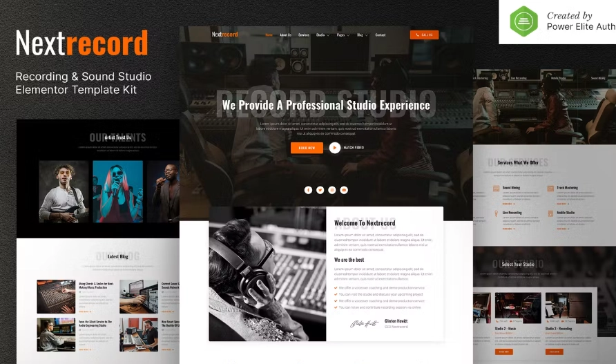 Nextrecord – Recording & Sound Studio Elementor Template
