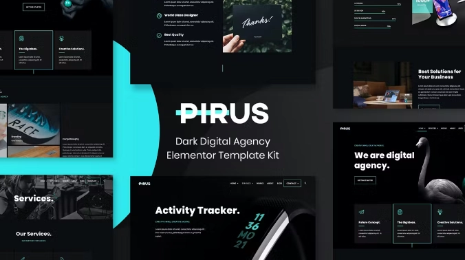 PIRUS – Dark Digital Agency Elementor Template