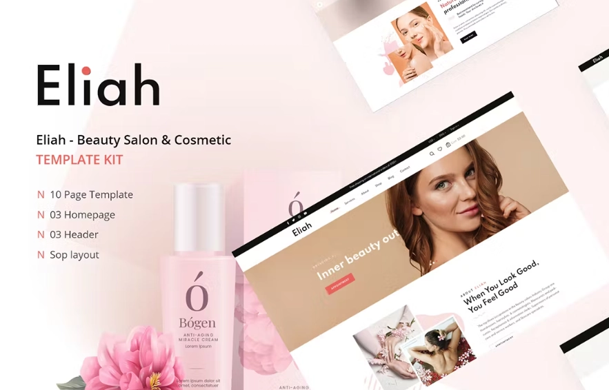 Eliah – Beauty Salon & Cosmetic Elementor Template