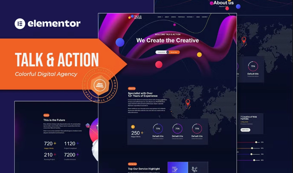 Talk & Action – Colorful Digital Agency Elementor Template
