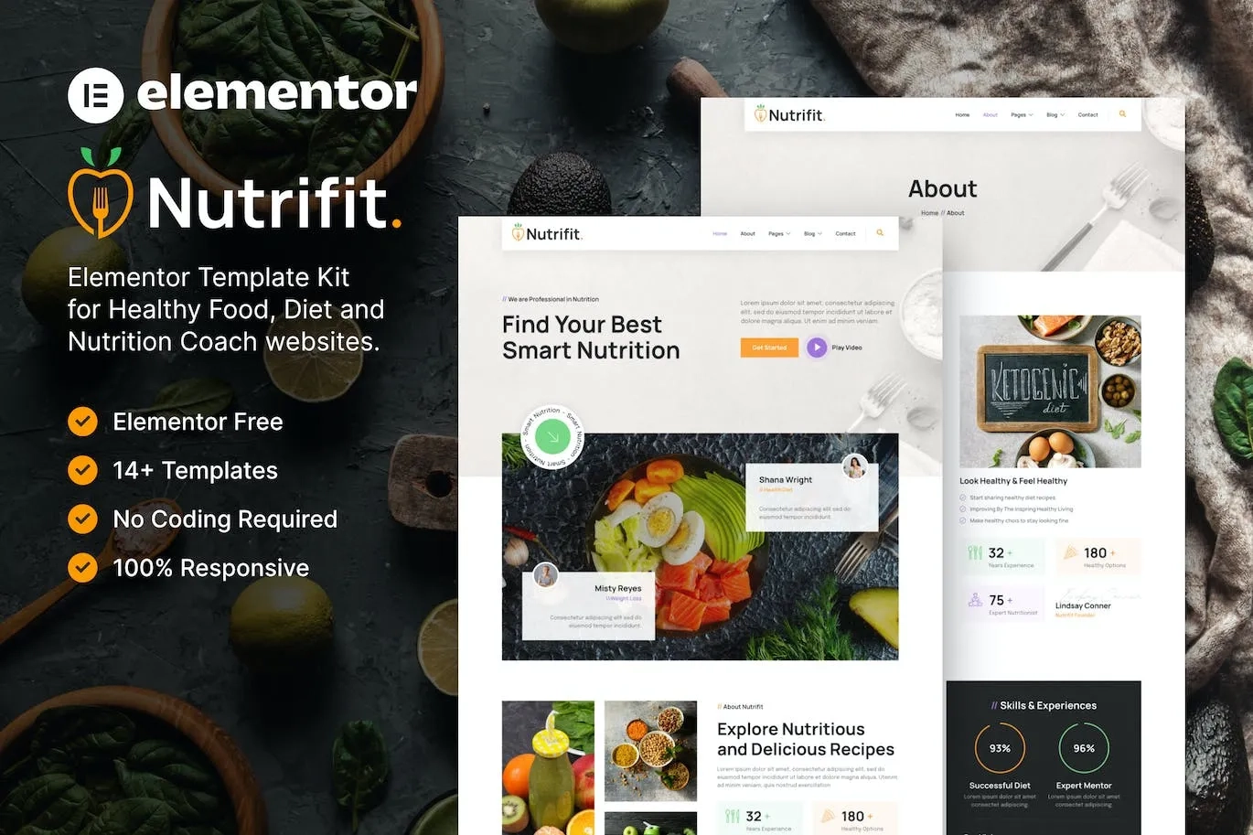 Nutrifit – Healthy Food & Nutrition Coach Elementor Template