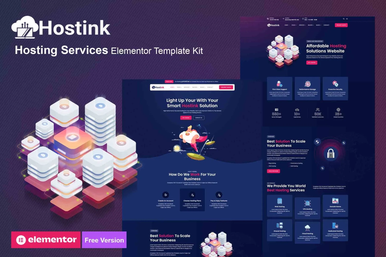 Hostink – Hosting Services Elementor Template
