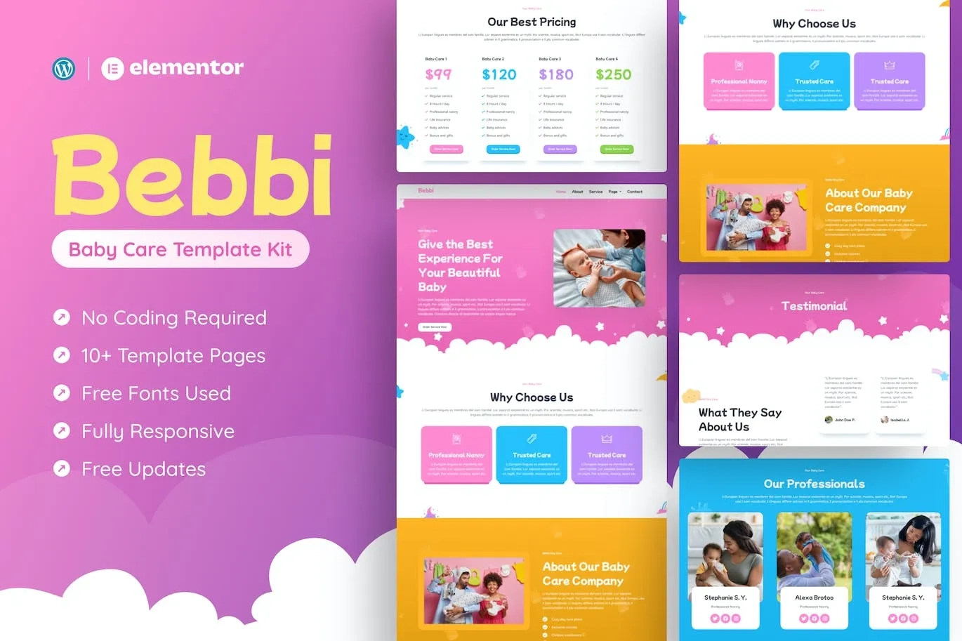 Bebbi – Creative Baby Care Elementor Pro Template