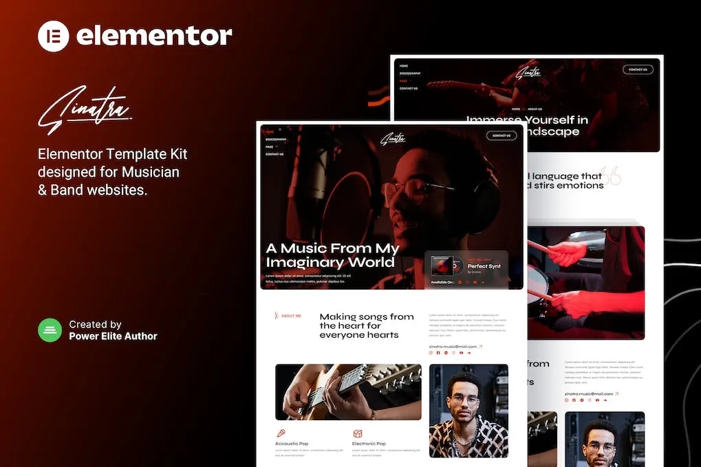Sinatra – Musician & Band Elementor Template