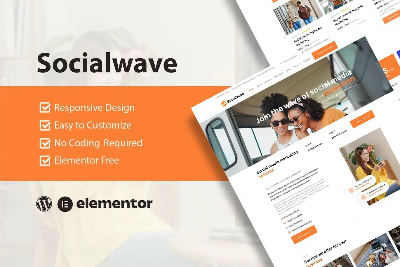 SocialWave – Social Media & Digital Marketing Service Elementor Template