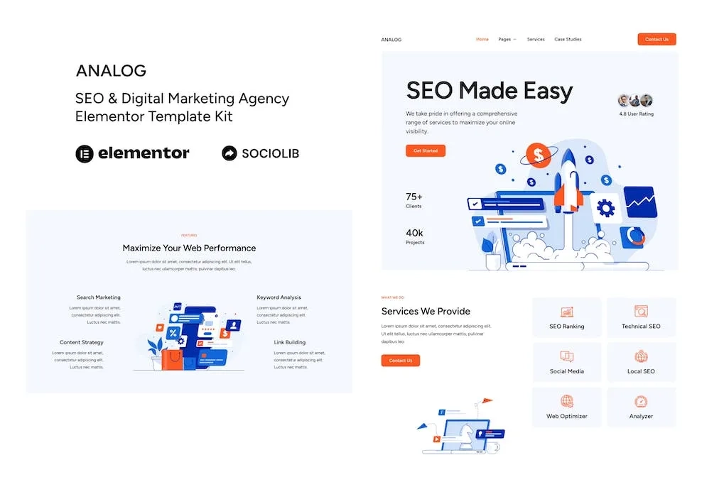 Analog – SEO & Digital Marketing Agency Elementor Template