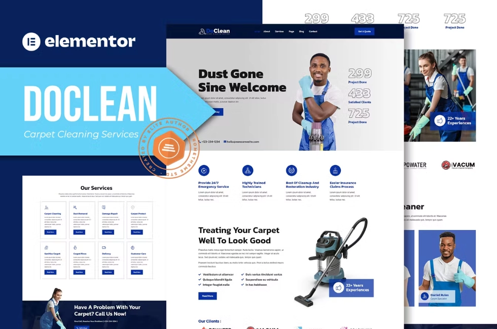 Doclean – Carpet Cleaning Services Elementor Template