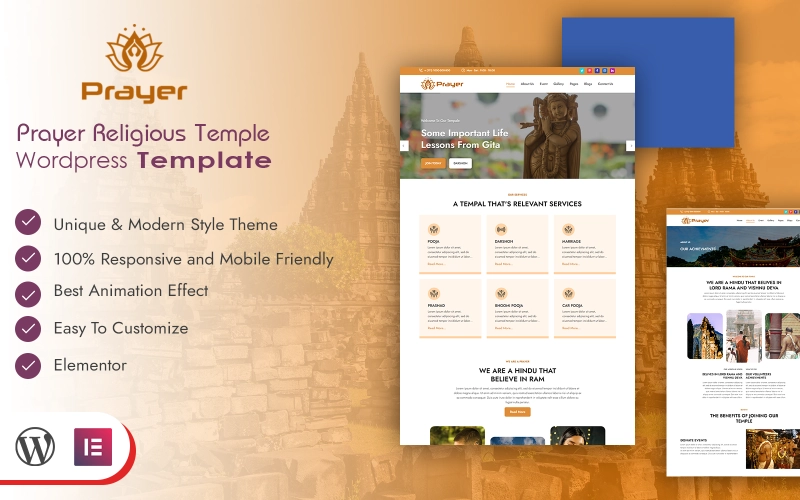 Prayer Religious Temple Wordpress Template WordPress Theme
