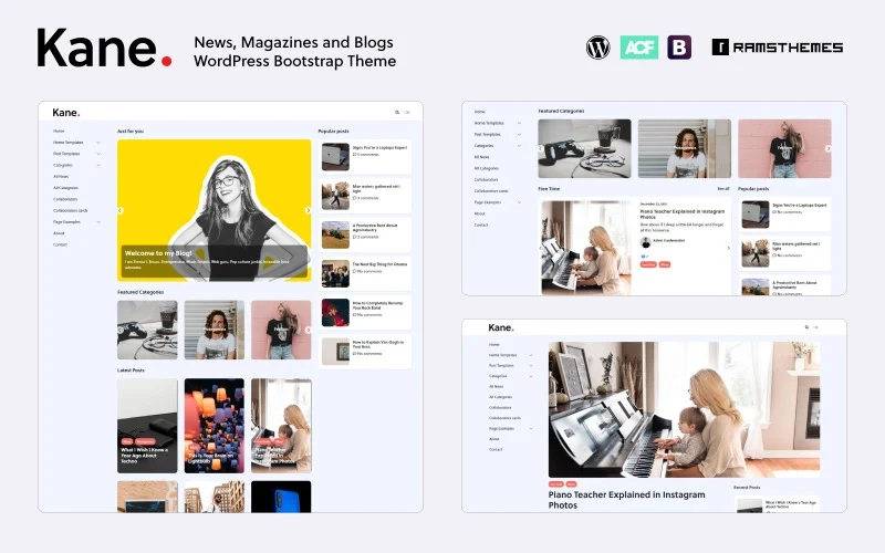 KANE – News Magazine Blog Bootstrap WordPress Theme