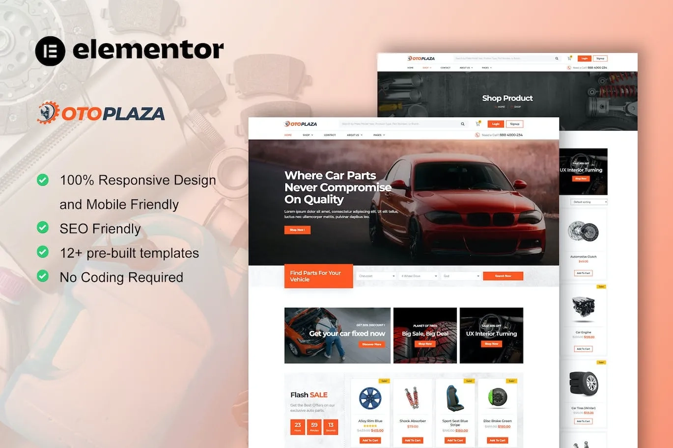 OtoPlaza – Auto Parts Store & Accessories Elementor Pro Template