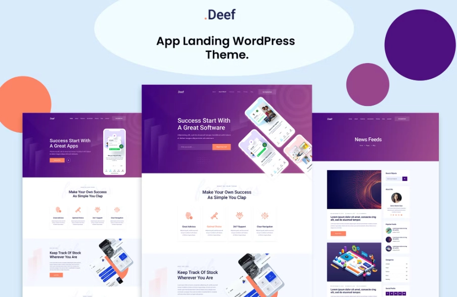 Deef – App Landing WordPress Theme