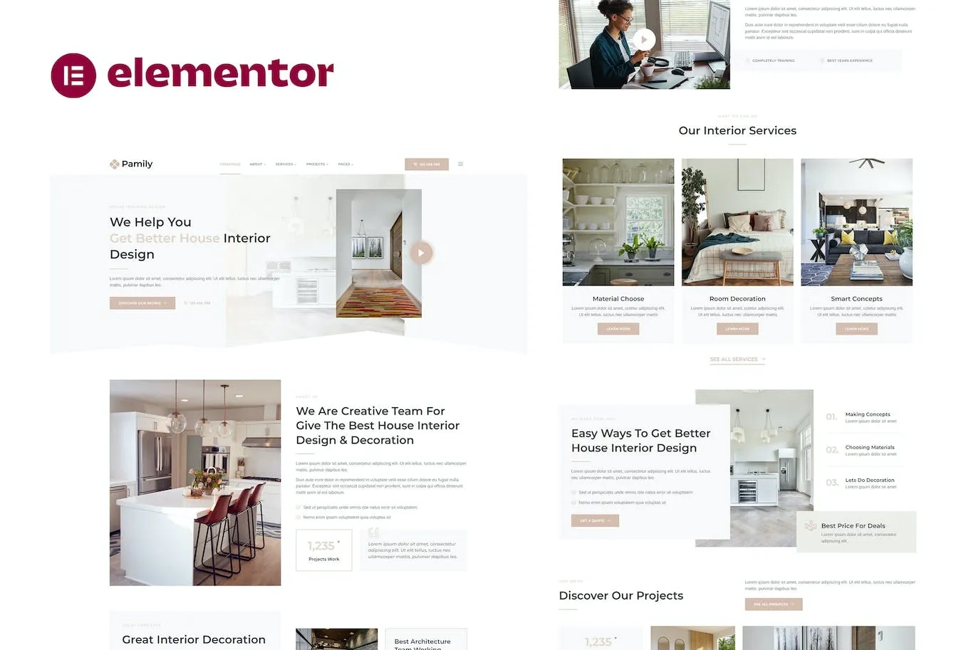 Pamily – House Interior Design Elementor Template