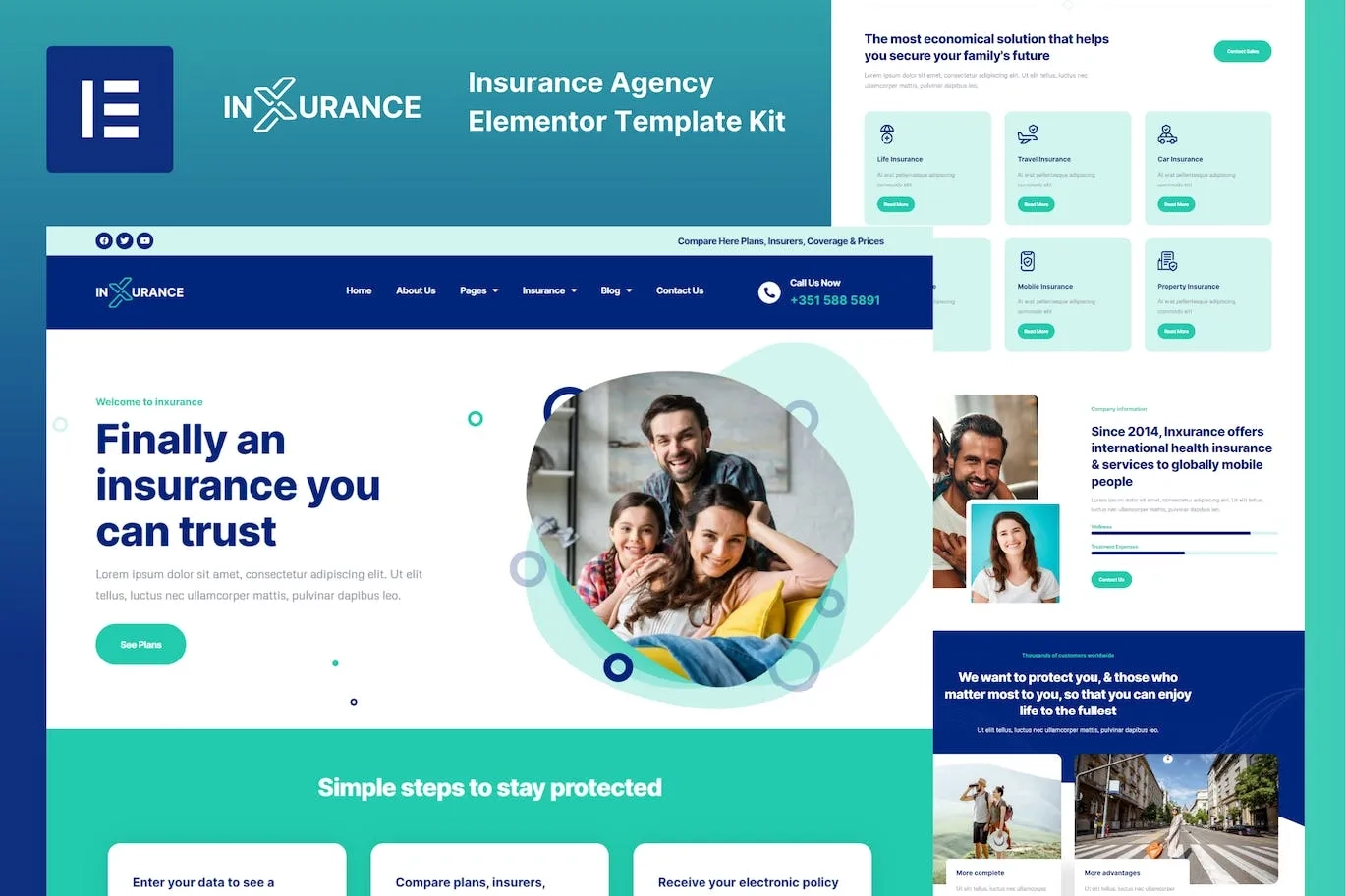 Inxurance – Insurance Agency Elementor Template