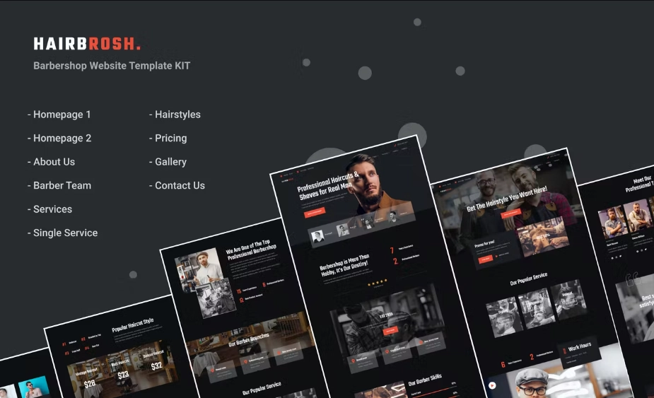 Hairbrosh – Barbershop & Hair Salon Elementor Template
