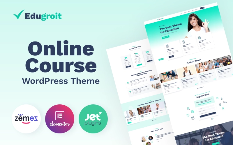 Edugroit – Online Course Website Template WordPress Theme