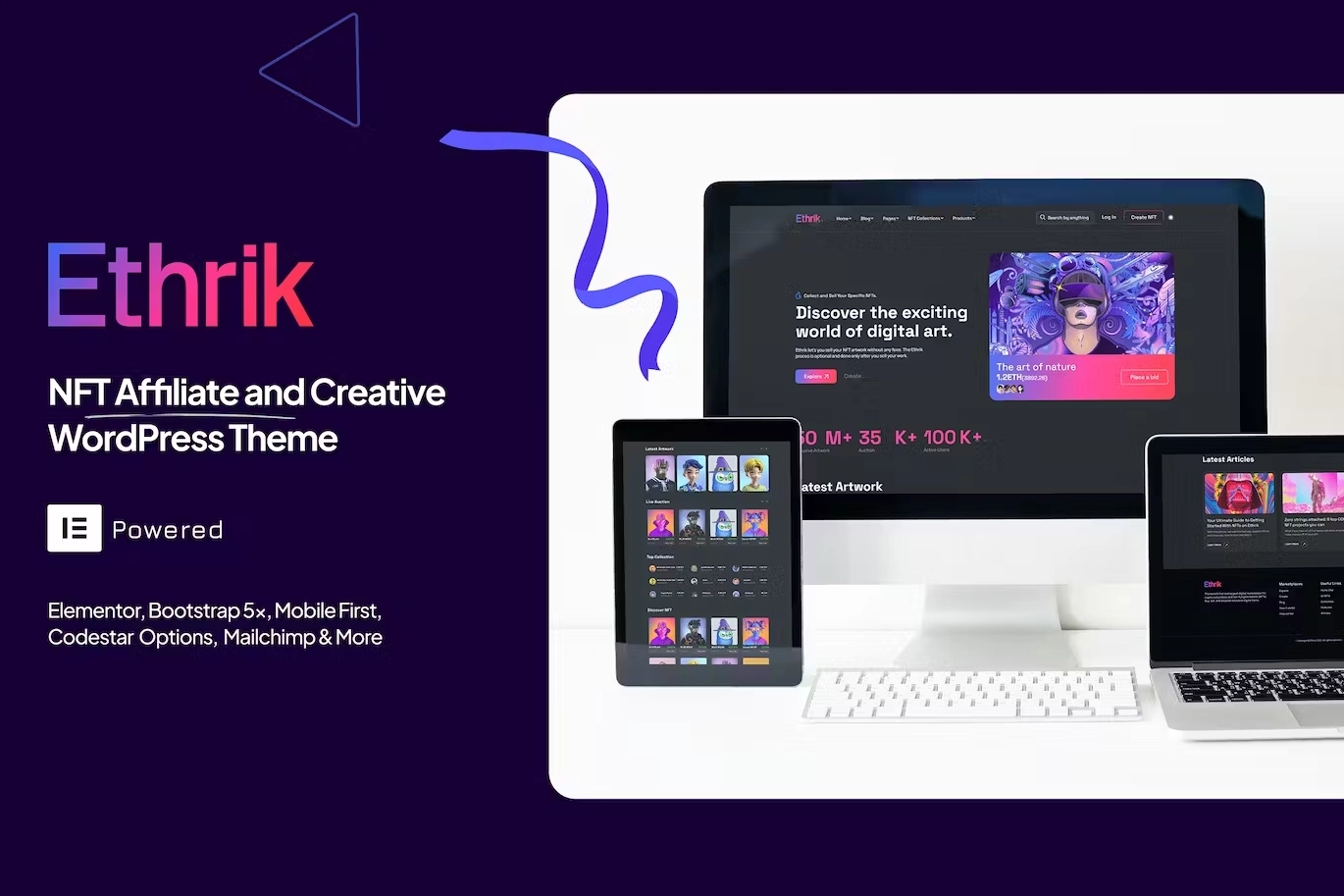 Ethrik – Creative & NFT Affiliate WordPress Theme