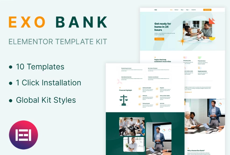 Exobank – Financial Elementor Template
