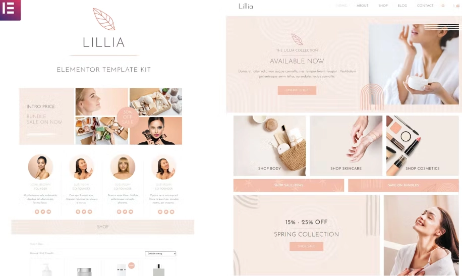 Lillia – Beauty & Skincare Elementor Template