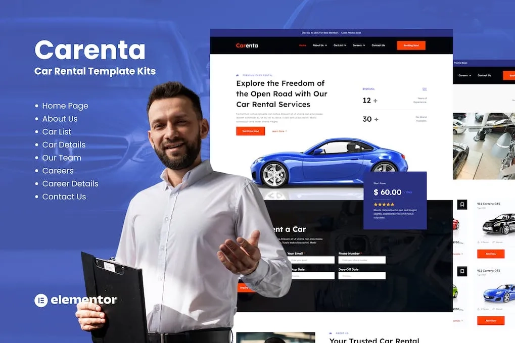 Carenta – Car Rental Business Elementor Template