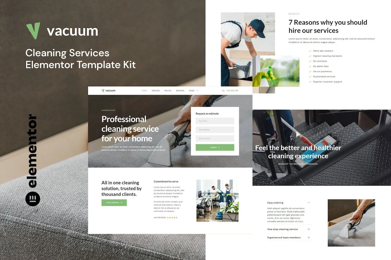 Vacuum – Cleaning Services Company Elementor Template