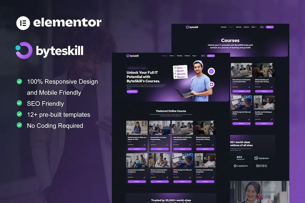 ByteSkill – IT Online Course & Education Elementor Pro Template