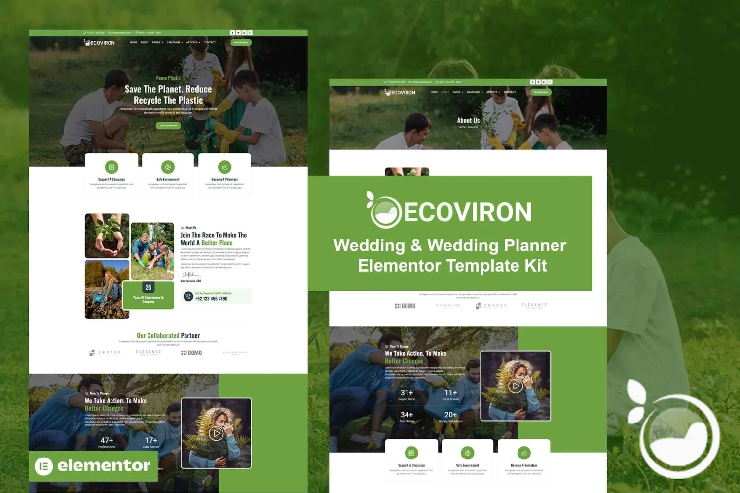 Ecoviron – Ecology & Enviroment Charity Elementor Pro Template