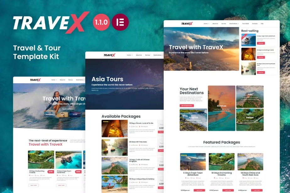 TraveX – Travel & Tour Agency Elementor Template