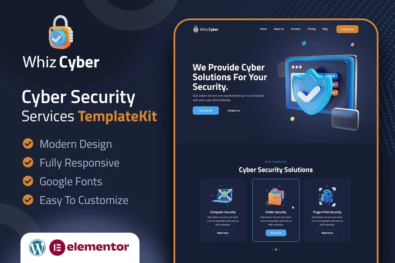 WhizCyber – Cyber Security Elementor Template