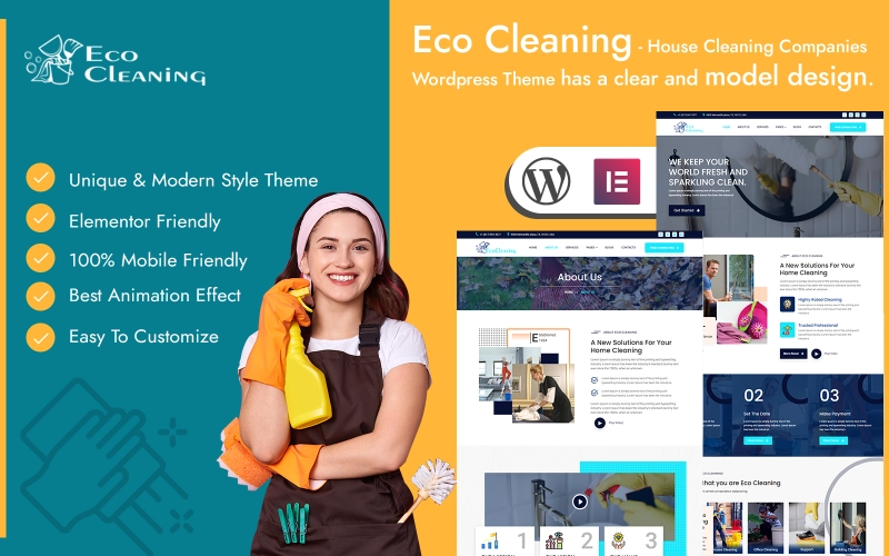 Eco Cleaning – House Cleaning Companies Wordpress Theme WordPress Theme