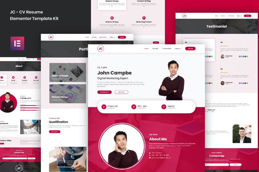 JC – CV Resume Elementor Template