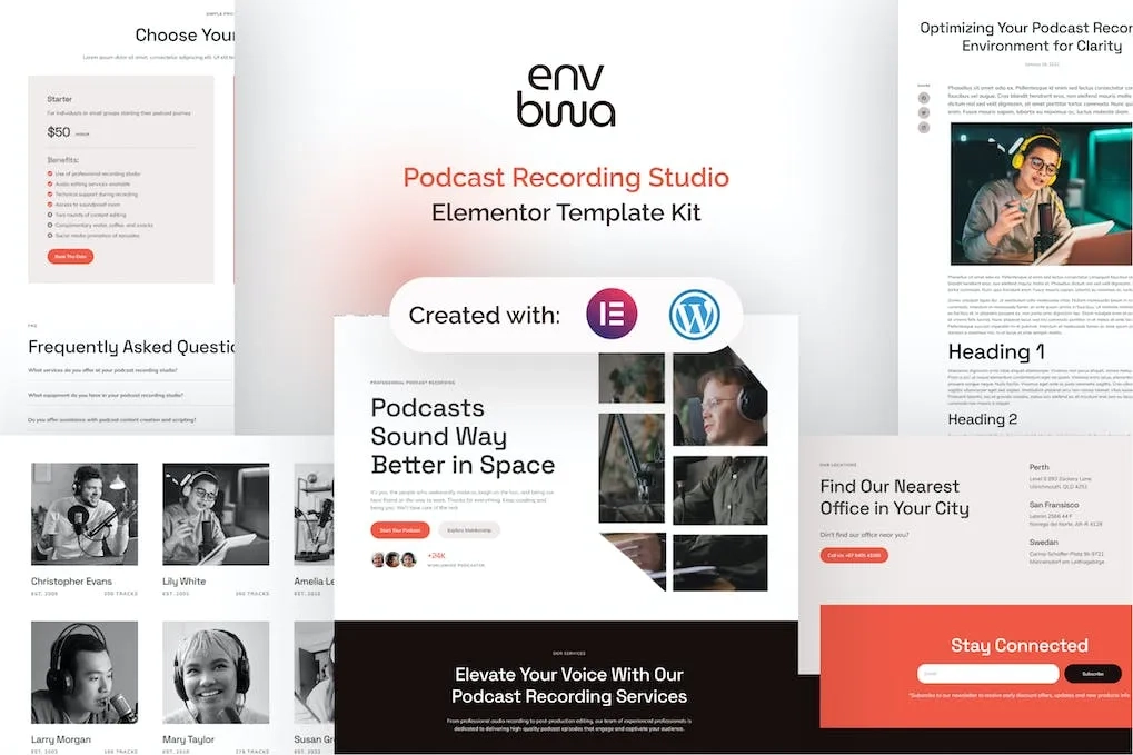 Envbwa – Podcast Recording Studio Elementor Pro Template