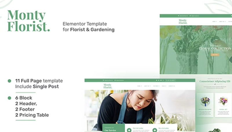 Monty Florist – Flower Boutique & Decoration Elementor Template