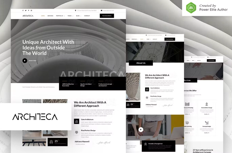 Architeca – Architecture Agency & Interior Design Elementor Template