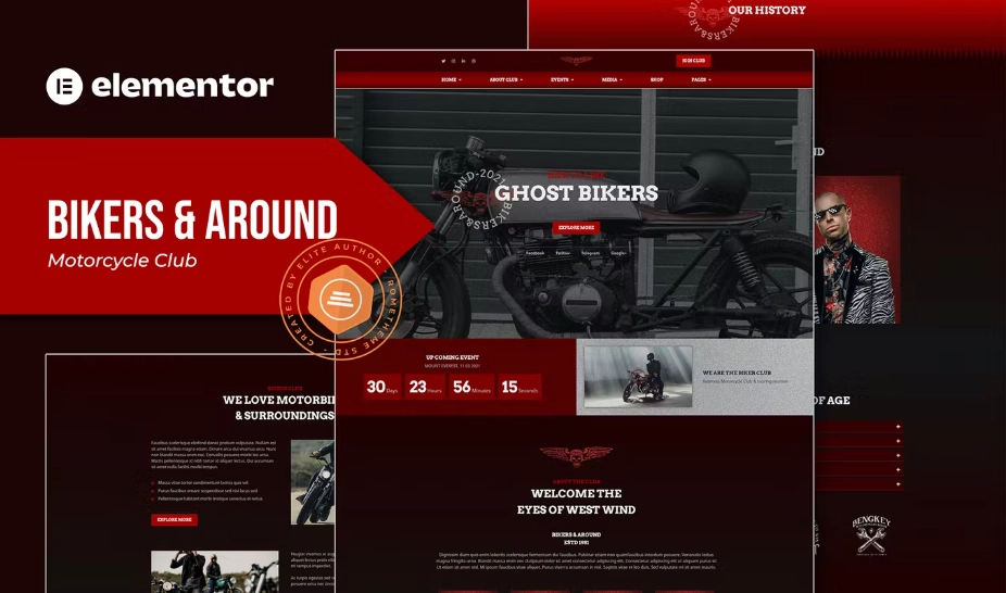 Bikers & Around – Motorcycle Club Elementor Template