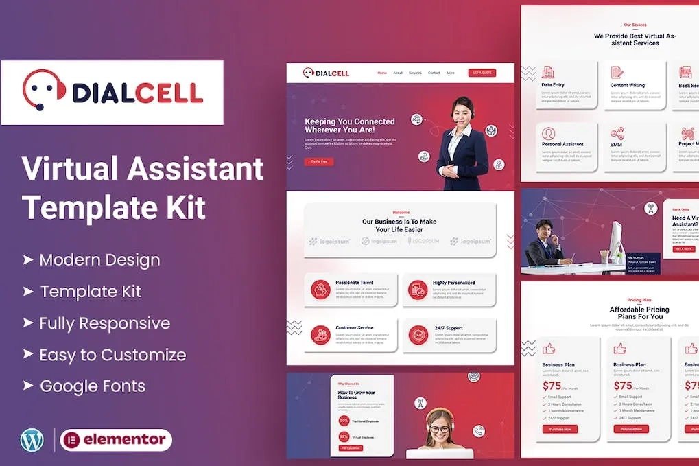 DialCell – Call Center Services & Telemarketing Elementor Template