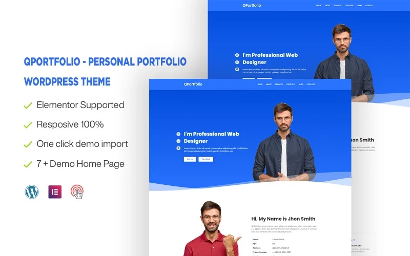 QPortfolio – Personal Portfolio One page WordPress Theme