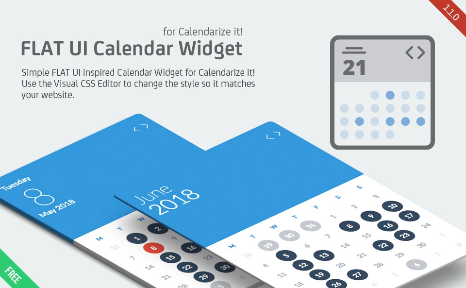 FLAT IU Calendar Widget for Claendarize it!