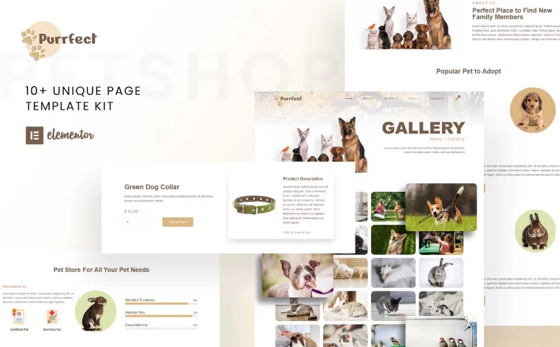 Purrfect – Pet Shop Elementor Template