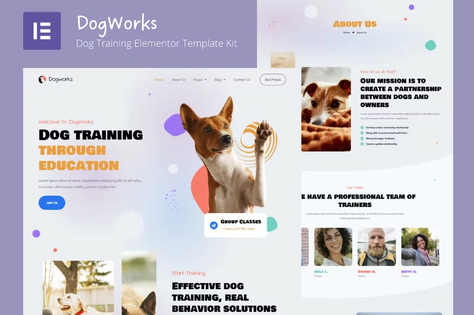 DogWorks – Dog Training Elementor Template