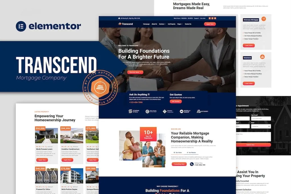 Transcend – Mortgage Lending Elementor Template