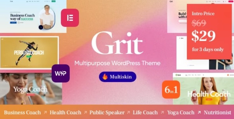 Grit – Coaching & Online Courses Multiskin WordPress Theme