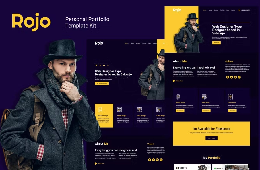 Rojo – Personal Portfolio Elementor Template