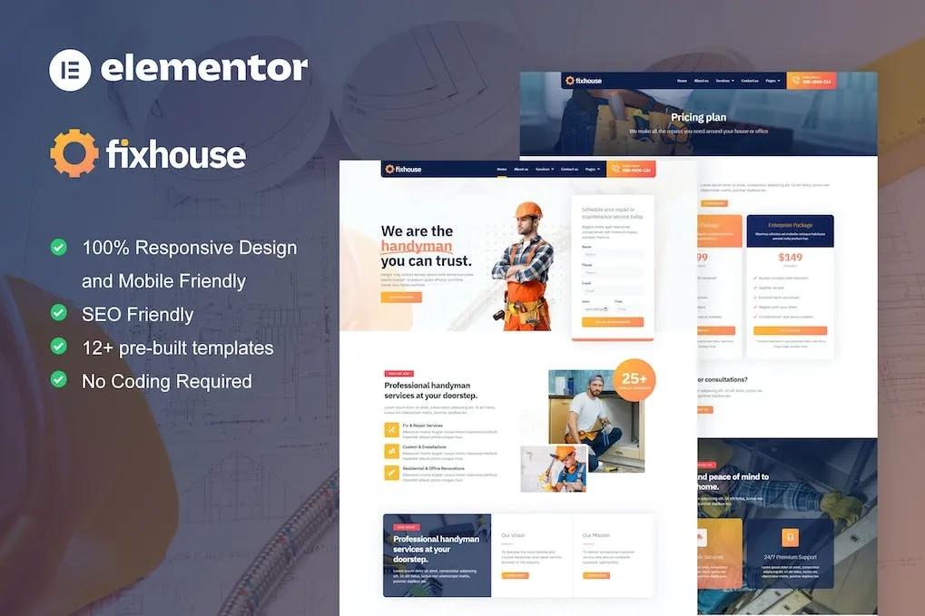 FixHouse – Handyman & Repair Service Elementor Template