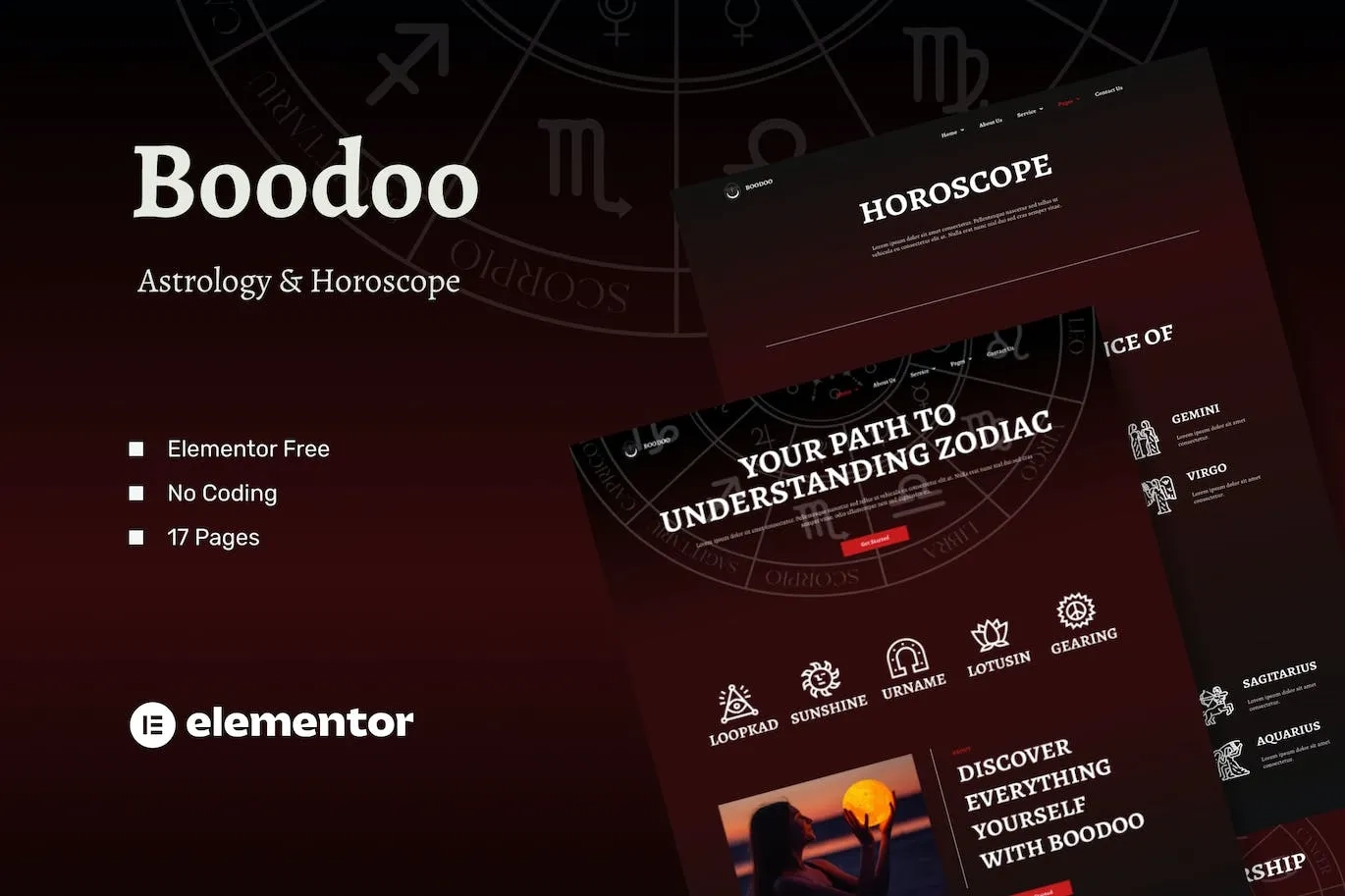 Boodoo – Astrology & Horoscope Elementor Template